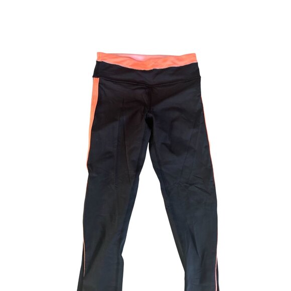 LULULEMON Black Orange Capri Workout Crop Pants Size 2 - Picture 4 of 7